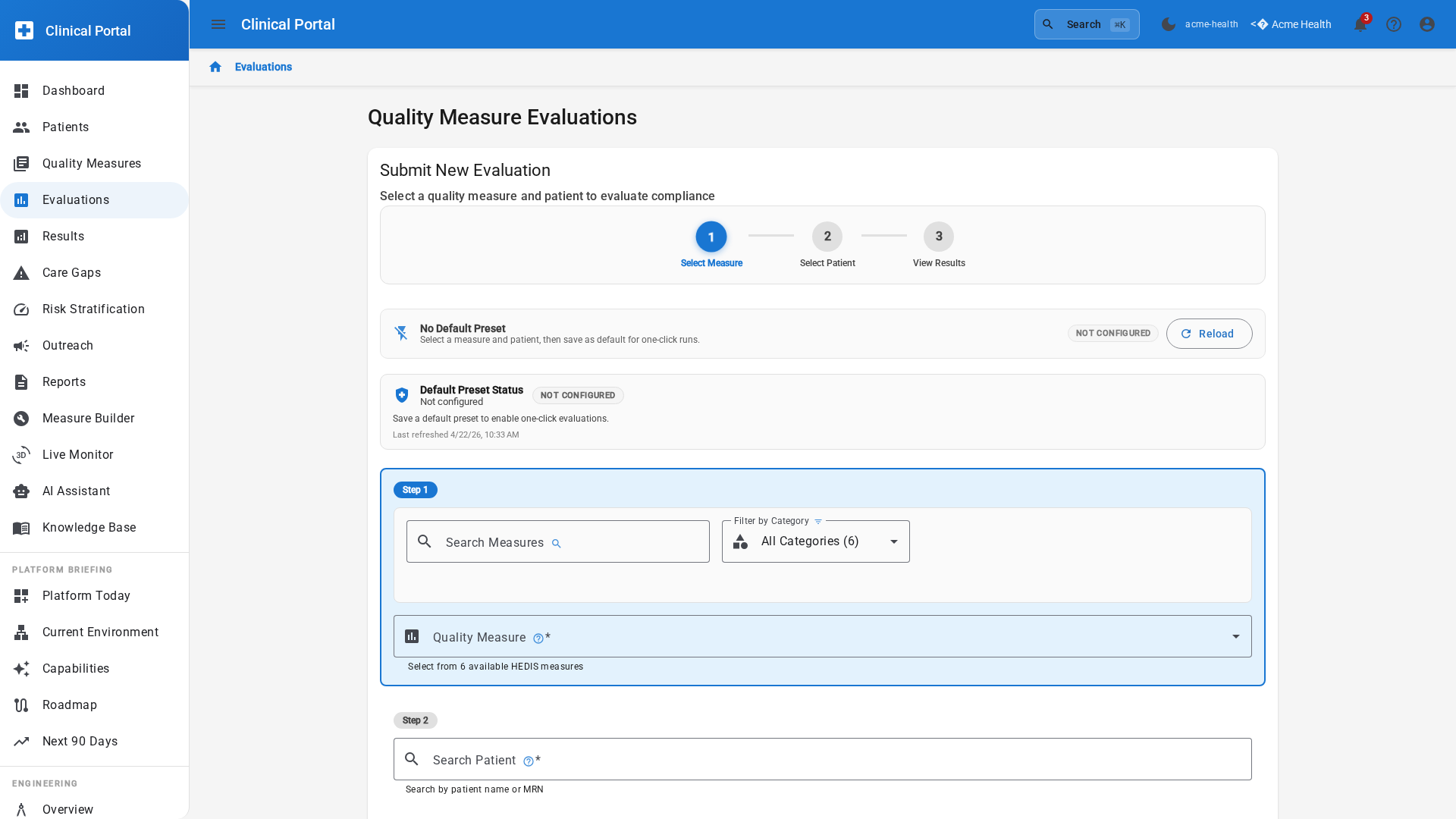 Health Data In Motion Platform operational results evaluation showing output used in buyer proof